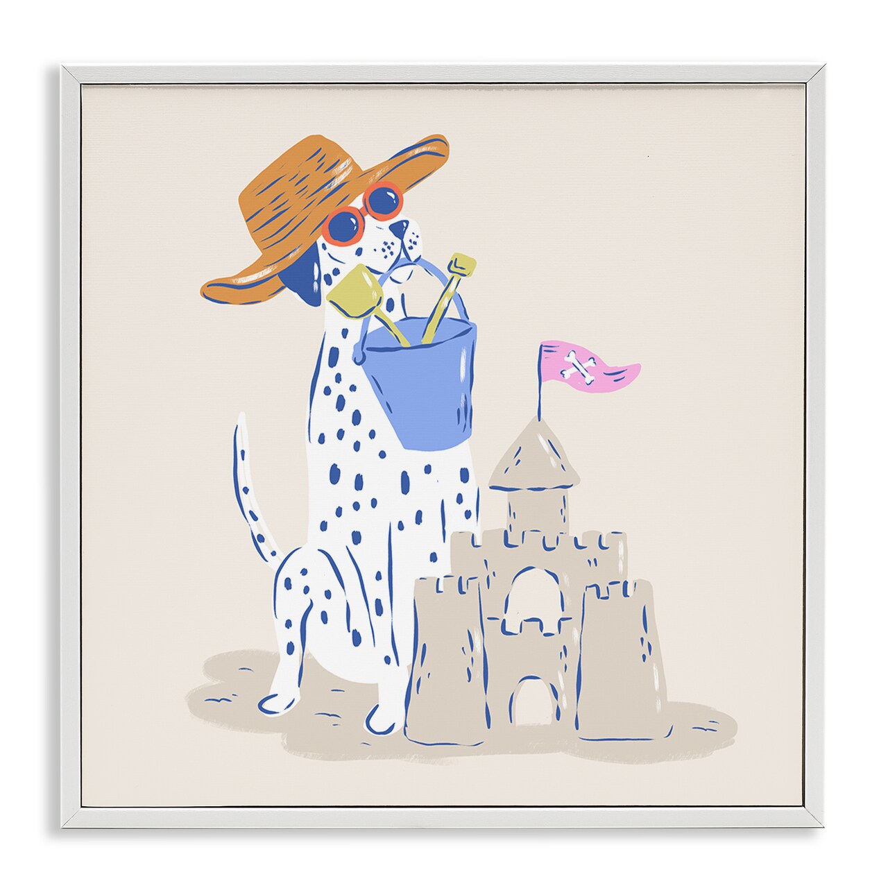 Stupell Industries Summer Sandcastle Dalmatian Framed Giclee, design by Krissy Mast